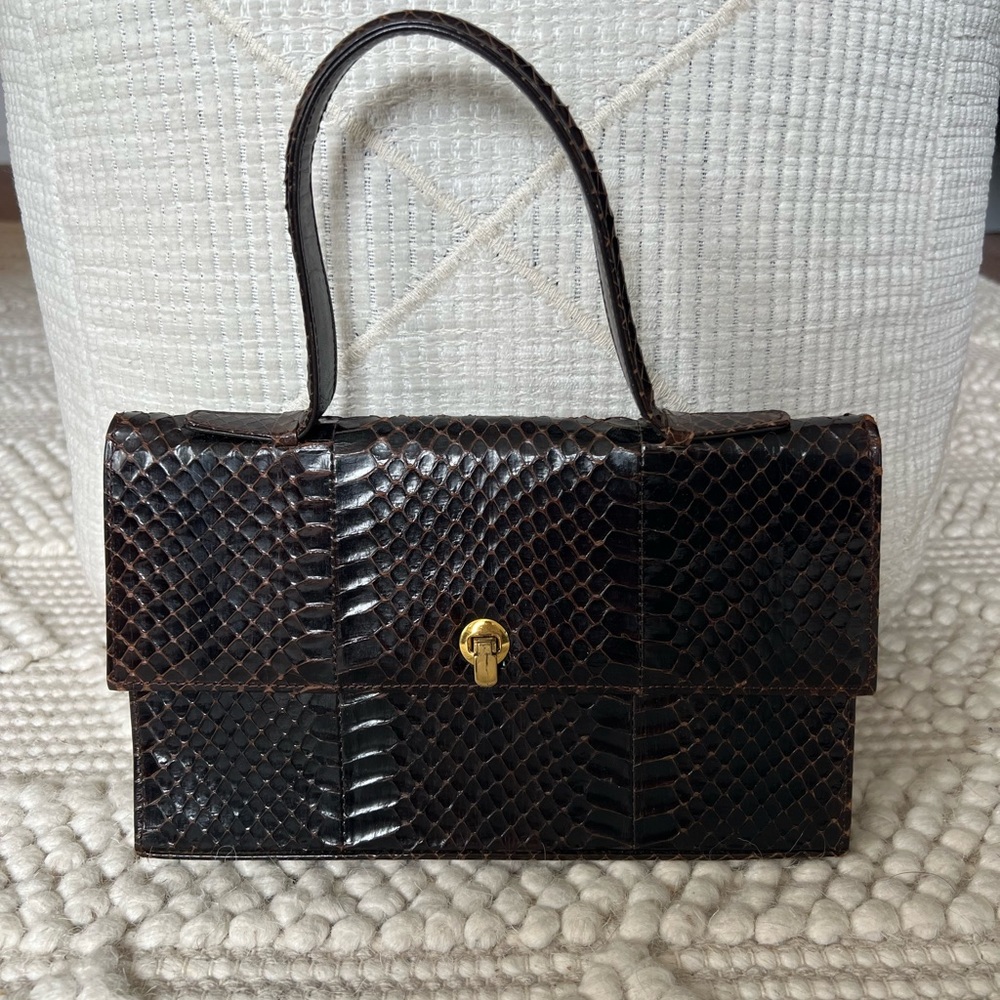Vintage Dark Brown Snakeskin Purse